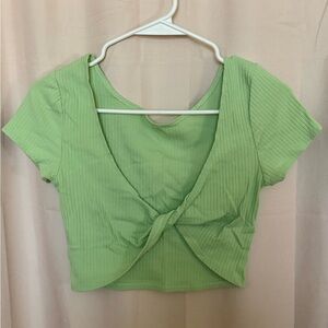 PacSun Green Ribbed Twist Front Crop Top